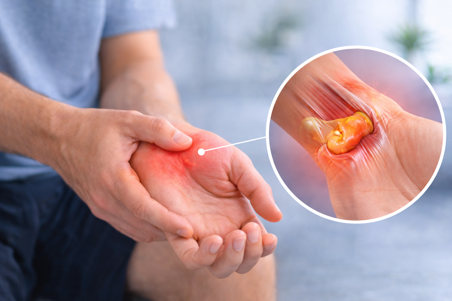 tenosinovita inflamatie teaca tendon durere incheietura mana ilustratie medicala